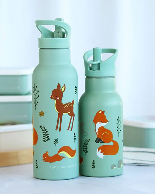 A Little Lovely Company Stainless Steel Drink Bottle - 500 ml - Forest Friends Thermos Bottles