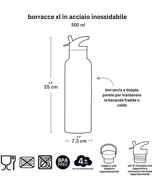 A Little Lovely Company Stainless Steel Drink Bottle - 500 ml - Forest Friends Thermos Bottles