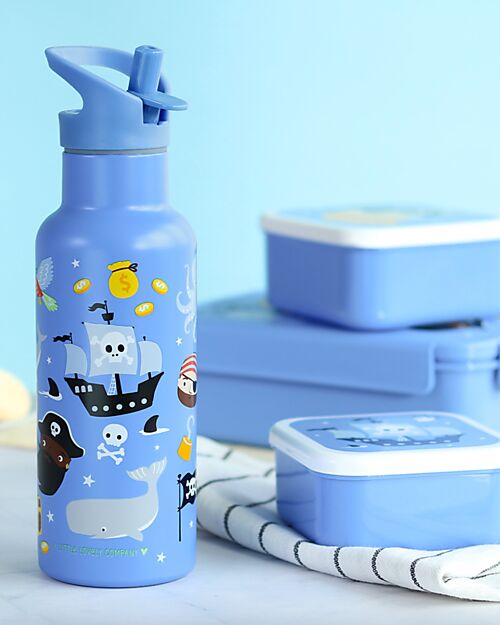 A Little Lovely Company Stainless Steel Drink Bottle - 500 ml - Pirates Thermos Bottles