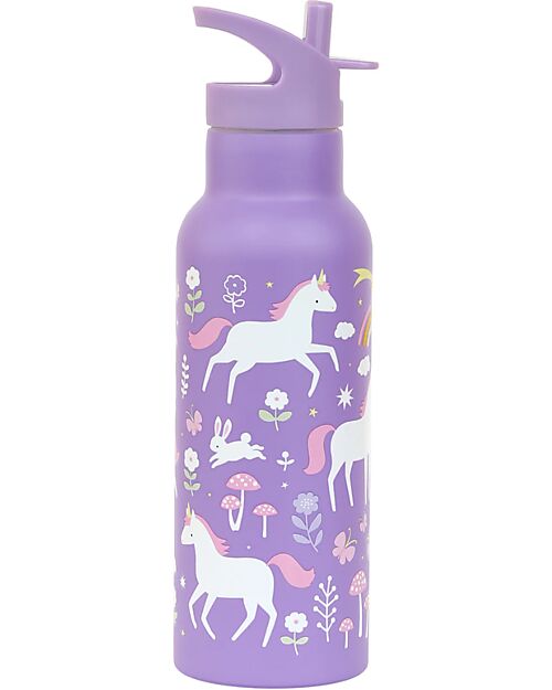 A Little Lovely Company Stainless Steel Drink Bottle - 500 ml - Unicorn Dreams Thermos Bottles
