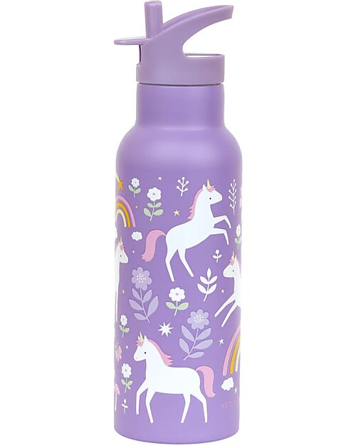 A Little Lovely Company Stainless Steel Drink Bottle - 500 ml - Unicorn Dreams Thermos Bottles