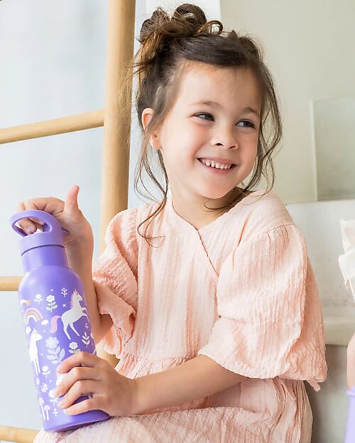 A Little Lovely Company Stainless Steel Drink Bottle - 500 ml - Unicorn Dreams Thermos Bottles