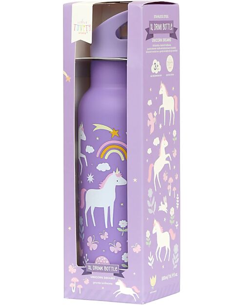 A Little Lovely Company Stainless Steel Drink Bottle - 500 ml - Unicorn Dreams Thermos Bottles