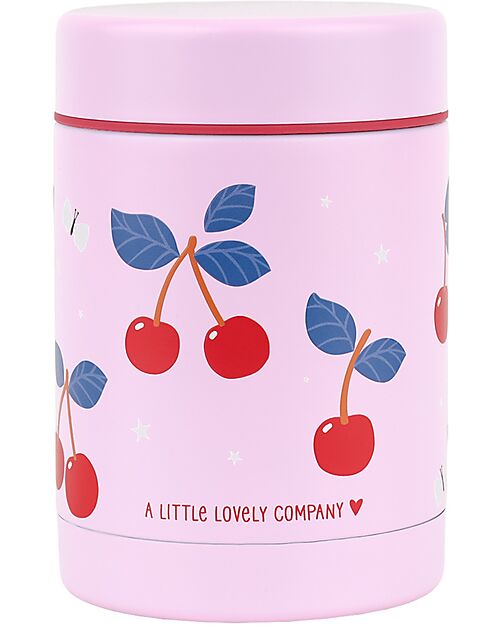 A Little Lovely Company Stainless Steel Food Holder Thermos - 300 ml - Cherries Thermos Bottles