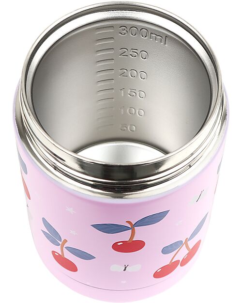 A Little Lovely Company Stainless Steel Food Holder Thermos - 300 ml - Cherries Thermos Bottles