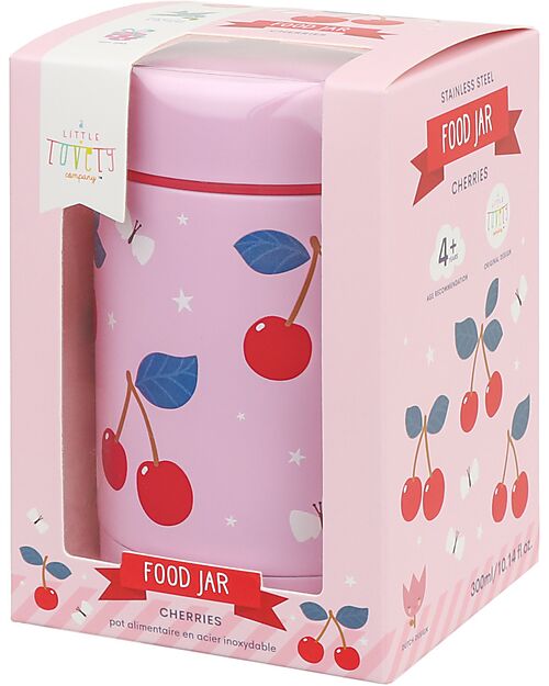 A Little Lovely Company Stainless Steel Food Holder Thermos - 300 ml - Cherries Thermos Bottles