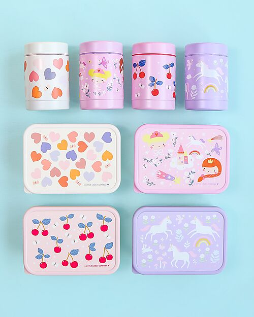 A Little Lovely Company Stainless Steel Food Holder Thermos - 300 ml - Cherries Thermos Bottles