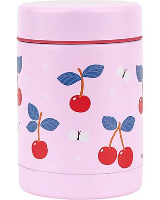 A Little Lovely Company Stainless Steel Food Holder Thermos - 300 ml - Cherries Thermos Bottles