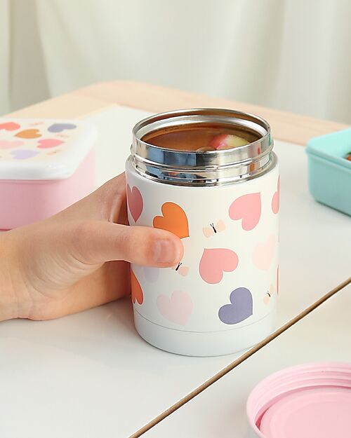 A Little Lovely Company Stainless Steel Food Holder Thermos - 300 ml - Hearts Thermos Bottles