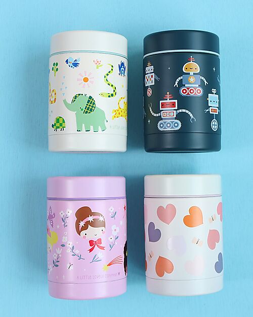 A Little Lovely Company Stainless Steel Food Holder Thermos - 300 ml - Hearts Thermos Bottles