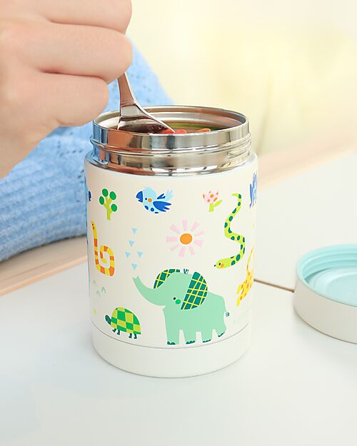 A Little Lovely Company Stainless Steel Food Holder Thermos - 300 ml - Jungle Thermal Containers