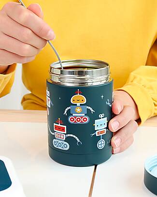 A Little Lovely Company Stainless Steel Food Holder Thermos - 300 ml - Robot Thermal Containers