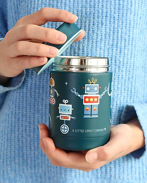 A Little Lovely Company Stainless Steel Food Holder Thermos - 300 ml - Robot Thermos Bottles