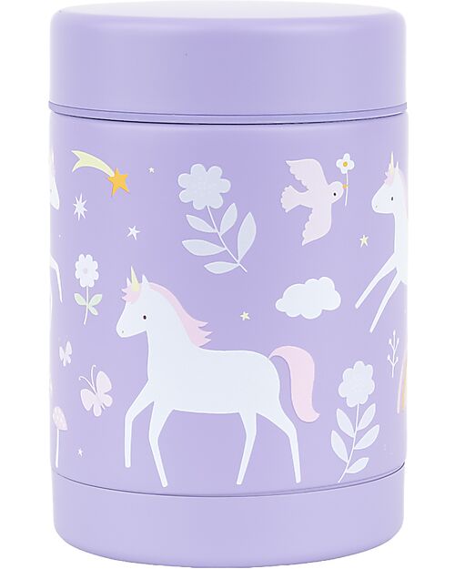 A Little Lovely Company Stainless Steel Food Holder Thermos - 300 ml - Unicorn Dreams Thermal Containers