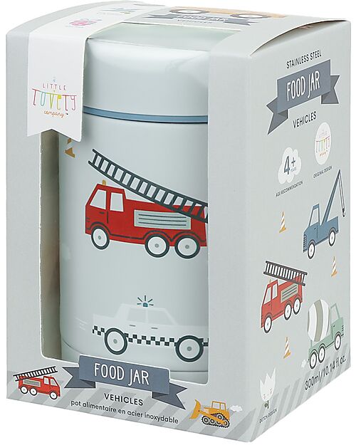 A Little Lovely Company Stainless Steel Food Holder Thermos - 300 ml - Vehicles Thermos Bottles