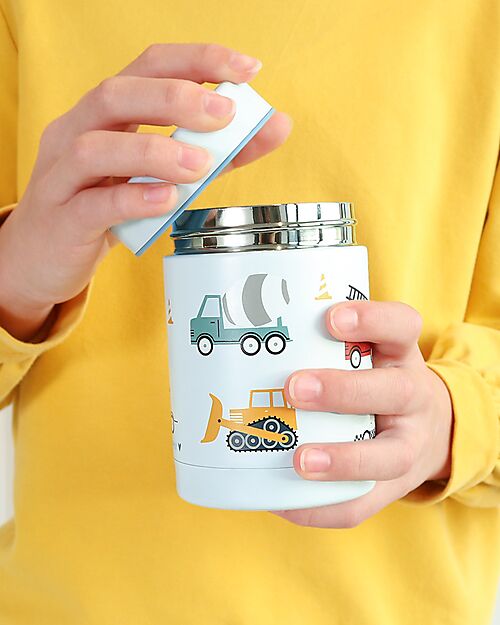 A Little Lovely Company Stainless Steel Food Holder Thermos - 300 ml - Vehicles Thermos Bottles