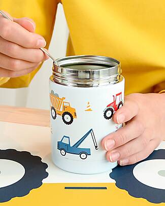 A Little Lovely Company Stainless Steel Food Holder Thermos - 300 ml - Vehicles Thermos Bottles