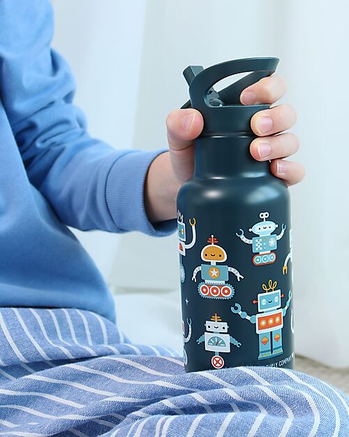 A Little Lovely Company Stainless Steel Insulated Bottle - 350 ml - Robot Thermos Bottles