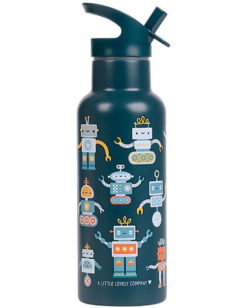 A Little Lovely Company Stainless Steel Insulated Bottle - 500 ml - Robot Thermos Bottles
