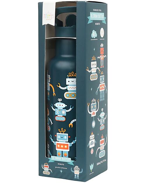 A Little Lovely Company Stainless Steel Insulated Bottle - 500 ml - Robot Thermos Bottles