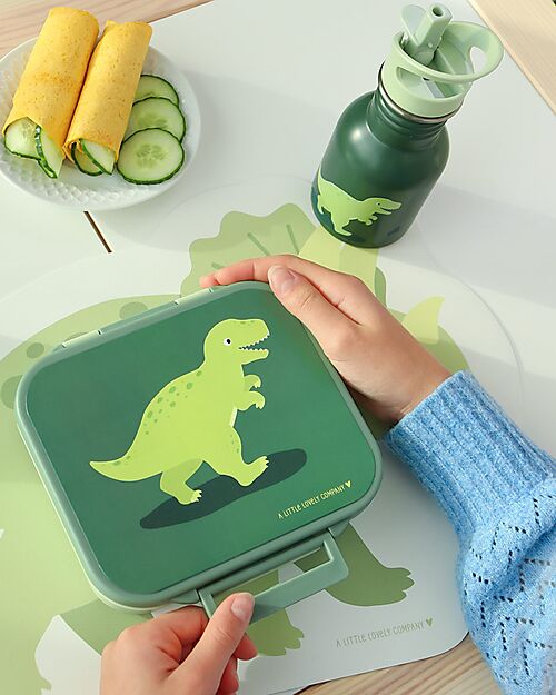 A Little Lovely Company Stainless Steel Insulated Water Bottle - 350 ml - Dinosaur Thermos Bottles