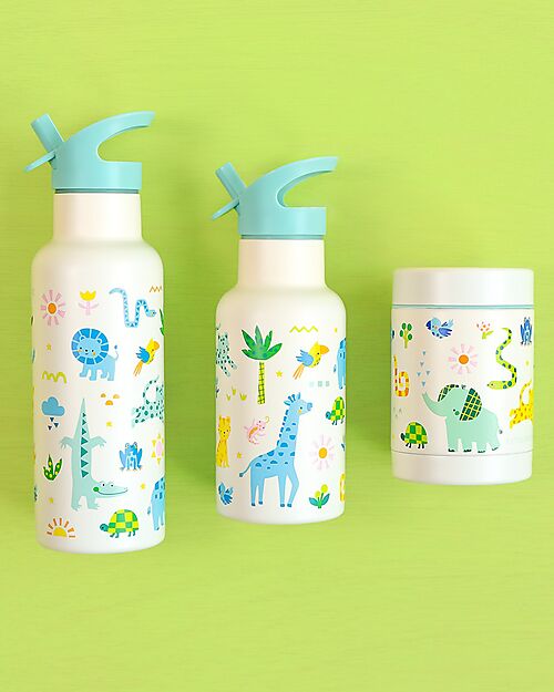 A Little Lovely Company Stainless Steel Insulated Water Bottle - 350 ml - Jungle Thermos Bottles