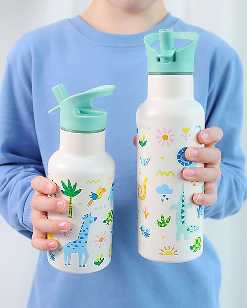 A Little Lovely Company Stainless Steel Insulated Water Bottle - 350 ml - Jungle Thermos Bottles