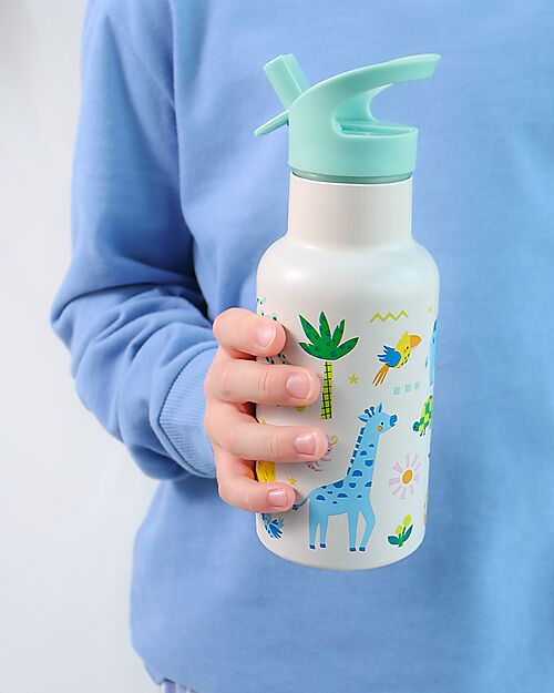 A Little Lovely Company Stainless Steel Insulated Water Bottle - 350 ml - Jungle Thermos Bottles