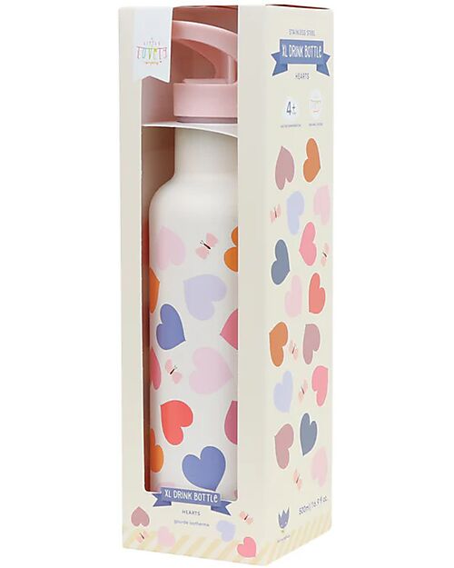 A Little Lovely Company Stainless Steel Insulated Water Bottle - 500 ml - Hearts Thermos Bottles