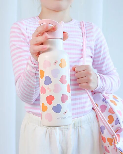 A Little Lovely Company Stainless Steel Insulated Water Bottle - 500 ml - Hearts Thermos Bottles