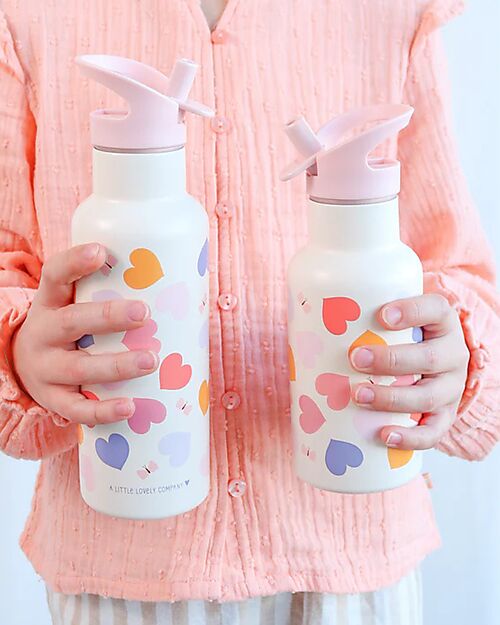 A Little Lovely Company Stainless Steel Insulated Water Bottle - 500 ml - Hearts Thermos Bottles