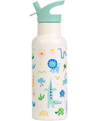 A Little Lovely Company Stainless Steel Insulated Water Bottle - 500 ml - Jungle Thermos Bottles