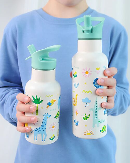 A Little Lovely Company Stainless Steel Insulated Water Bottle - 500 ml - Jungle Thermos Bottles