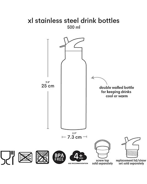 A Little Lovely Company Stainless Steel Insulated Water Bottle - 500 ml - Jungle Thermos Bottles