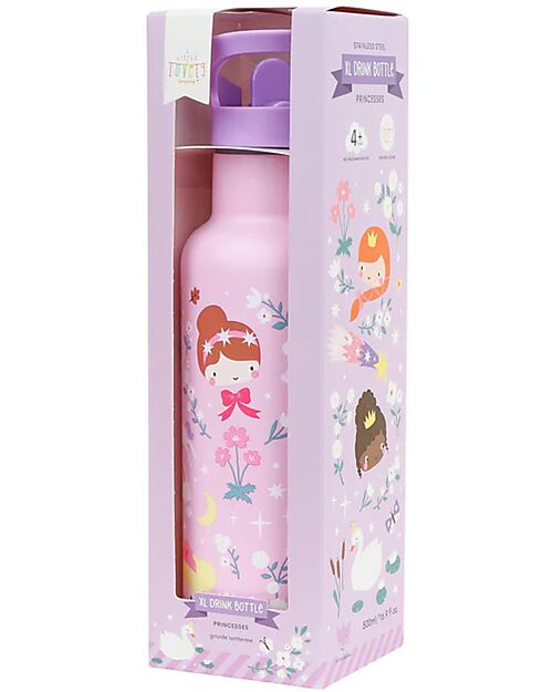 A Little Lovely Company Stainless Steel Insulated Water Bottle - 500 ml - Princesses Thermos Bottles