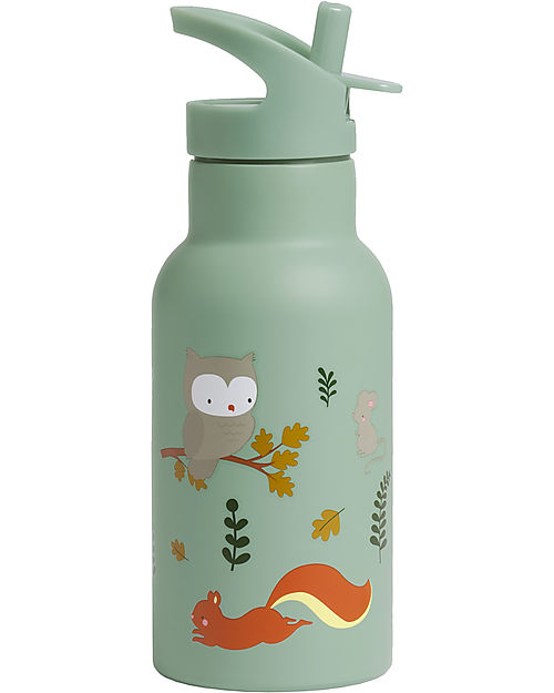 A Little Lovely Company Stainless Steel Water Bottle - 350 ml - Forest Friends Thermos Bottles