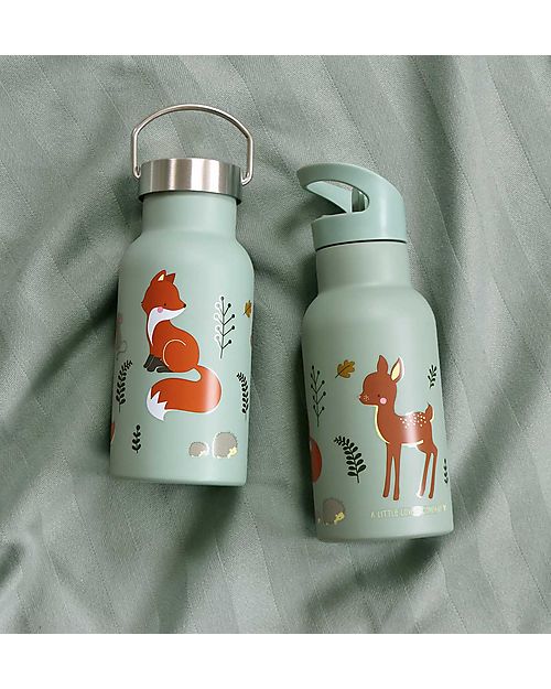 A Little Lovely Company Stainless Steel Water Bottle - 350 ml - Forest Friends Thermos Bottles