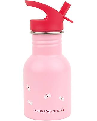 A Little Lovely Company Stainless Steel Water Bottle - 350 ml - Happy Cherries Non-Thermal Water Bottles