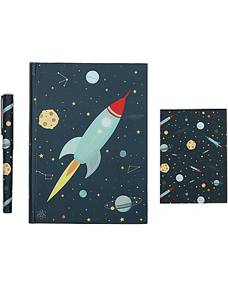 A Little Lovely Company Stationery Set, Space (Hardcover notebook, little writing pad, pen) null