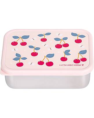 A Little Lovely Company Steel Lunch Box - Cherries - 17.5 x 6 x 12.5 cm Snack Boxes