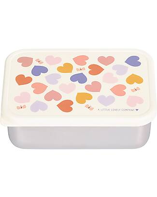 A Little Lovely Company Steel Lunch Box - Hearts - 17.5 x 6 x 12.5 cm Snack Boxes