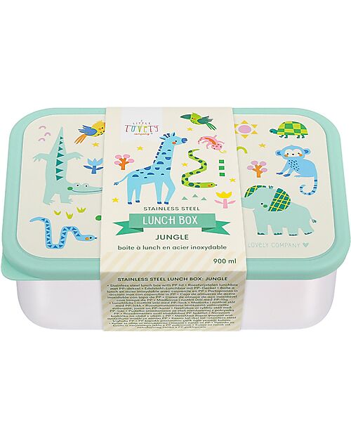 A Little Lovely Company Steel Lunch Box - Jungle - 17.5 x 6 x 12.5 cm Food Containers