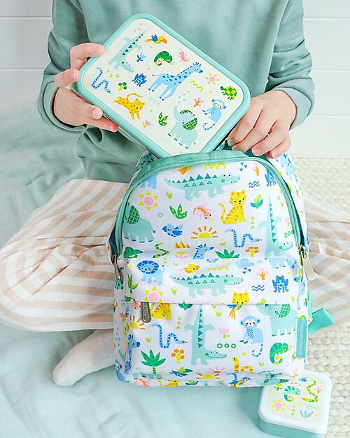 A Little Lovely Company Steel Lunch Box - Jungle - 17.5 x 6 x 12.5 cm Food Containers