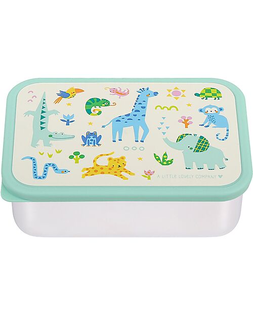 A Little Lovely Company Steel Lunch Box - Jungle - 17.5 x 6 x 12.5 cm Snack Boxes