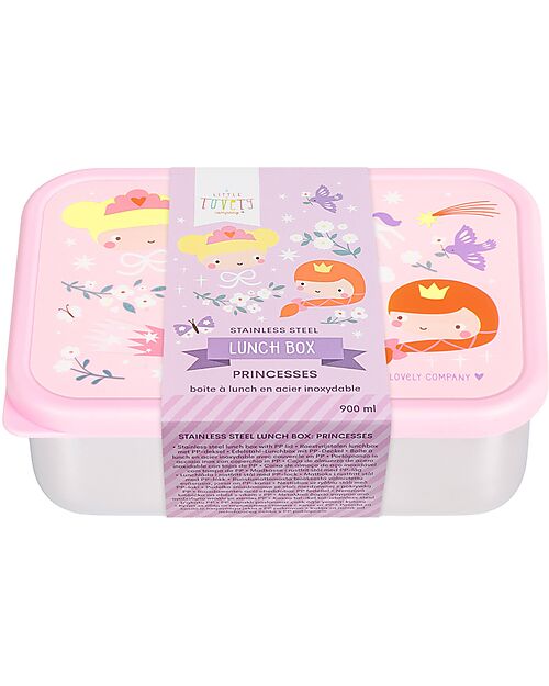 A Little Lovely Company Steel Lunch Box - Princesses - 17.5 x 6 x 12.5 cm Food Containers