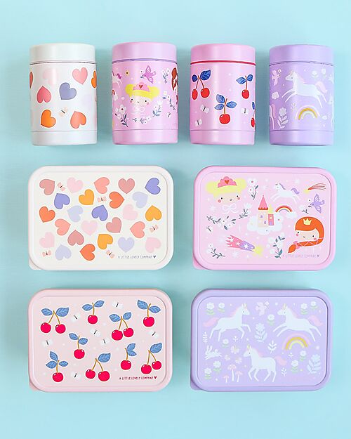 A Little Lovely Company Steel Lunch Box - Princesses - 17.5 x 6 x 12.5 cm Food Containers