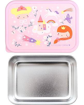 A Little Lovely Company Steel Lunch Box - Princesses - 17.5 x 6 x 12.5 cm Food Containers