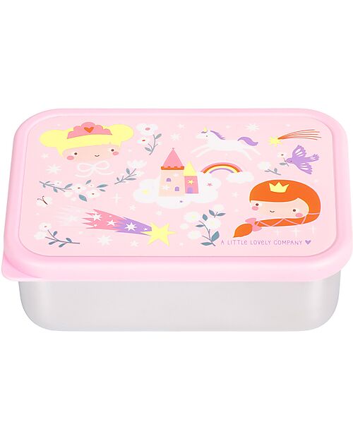 A Little Lovely Company Steel Lunch Box - Princesses - 17.5 x 6 x 12.5 cm Food Containers