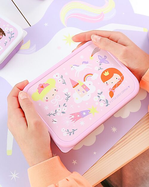 A Little Lovely Company Steel Lunch Box - Princesses - 17.5 x 6 x 12.5 cm Food Containers
