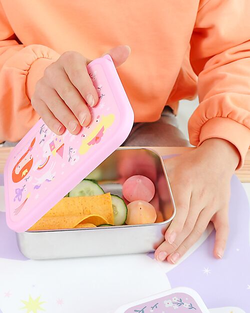 A Little Lovely Company Steel Lunch Box - Princesses - 17.5 x 6 x 12.5 cm Food Containers